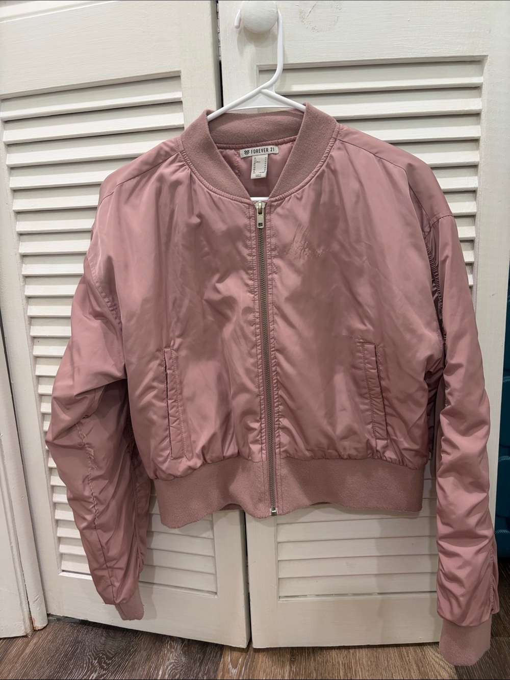 Forever 21 Rose Pink Satin Bomber Jacket